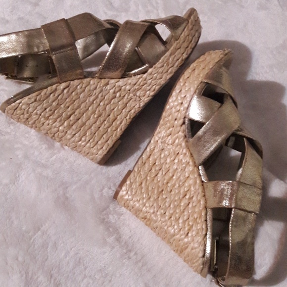 Jessica Simpson wedge Sandals 7m  leather - Picture 5 of 8